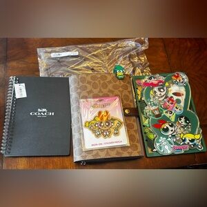 Coach Brown Signature Canvas Organizer planner plus extras.
